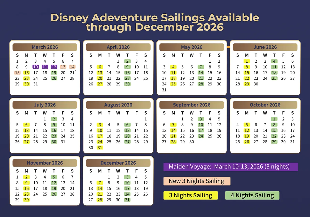 Itinerary Dates for Disney Adventure cruise from Singapore Itinerary Dates for Disney Adventure cruise from Singapore
