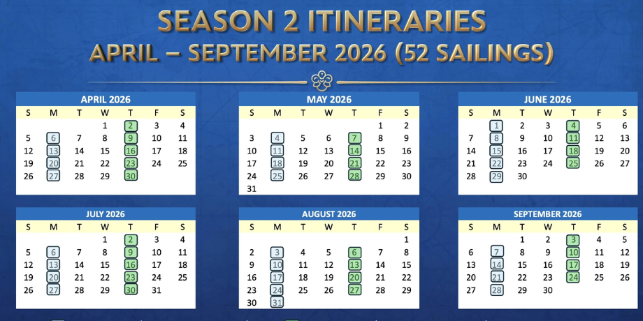 Disney Cruise Singapore 2nd Season Sail Dates (April 2026 to September 2026)