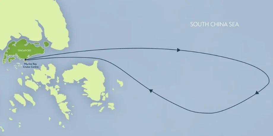 Disney Adventure Singapore cruise 2026 round-trip itinerary map